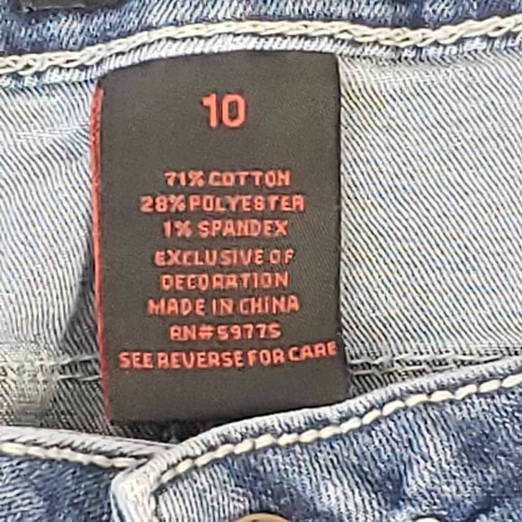 Earl Womens Boot Cut Jeans Blue Whiskered Embroidered Medium Wash Denim 10 - Picture 11 of 12